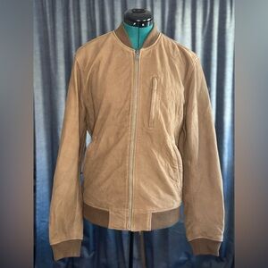 Lucky Brand Handcrafted Leather Bomber Jacket Brown S Rare
